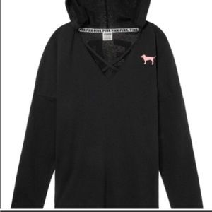 Vs pink criss cross hoodie varsity